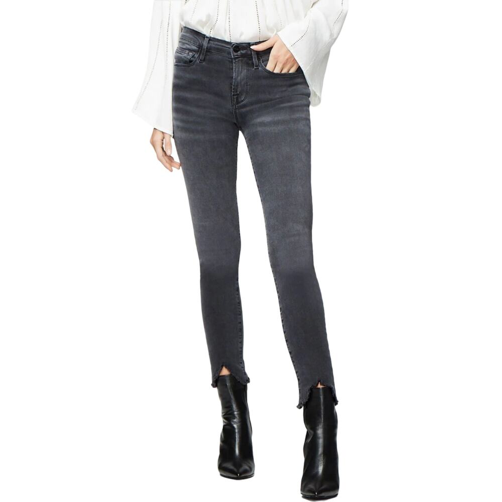 FRAME Denim Women's 24 Le Skinny De Jeanne Jeans Crop Triangle Raw hem Tull Gray
